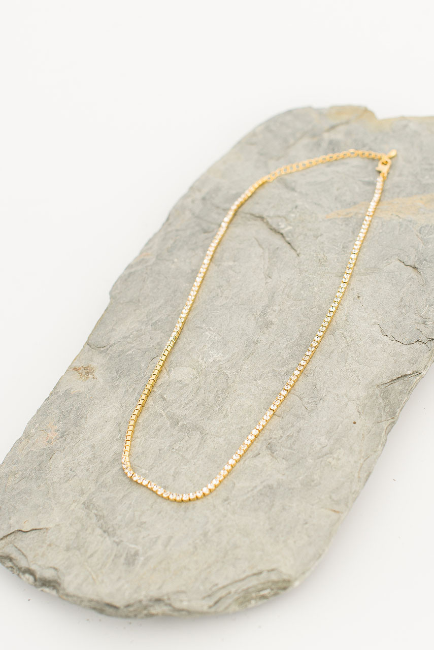 Christine Crystal Necklace, Gold Plated