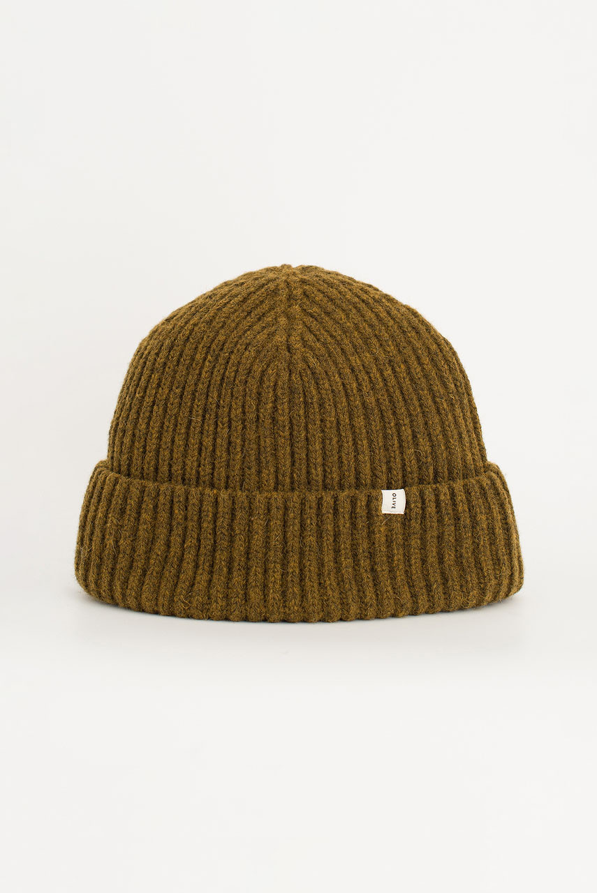 Himari Ribbed Wool Beanie, Cocoa Melange