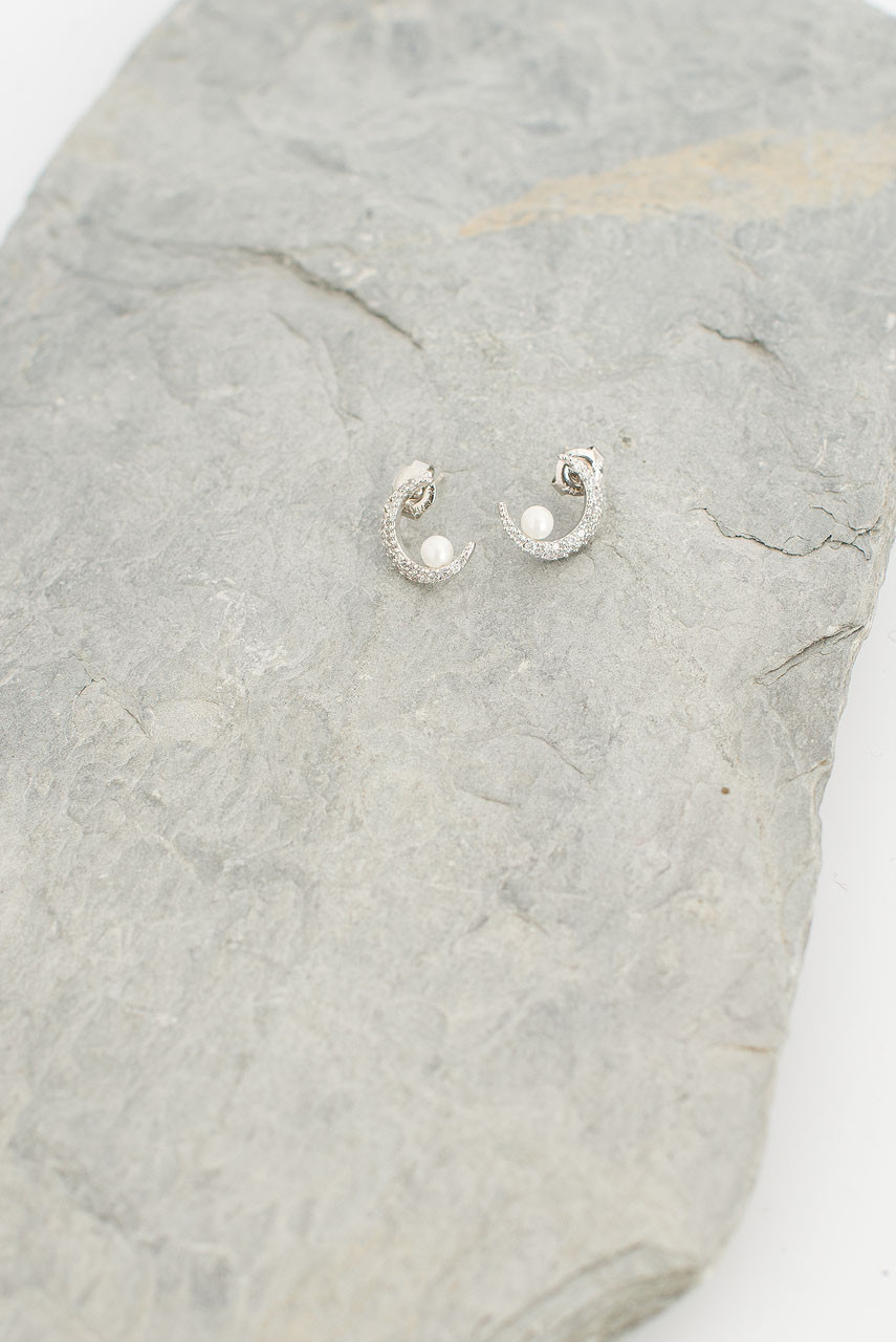 Leena Crescent Earrings, Silver Plated