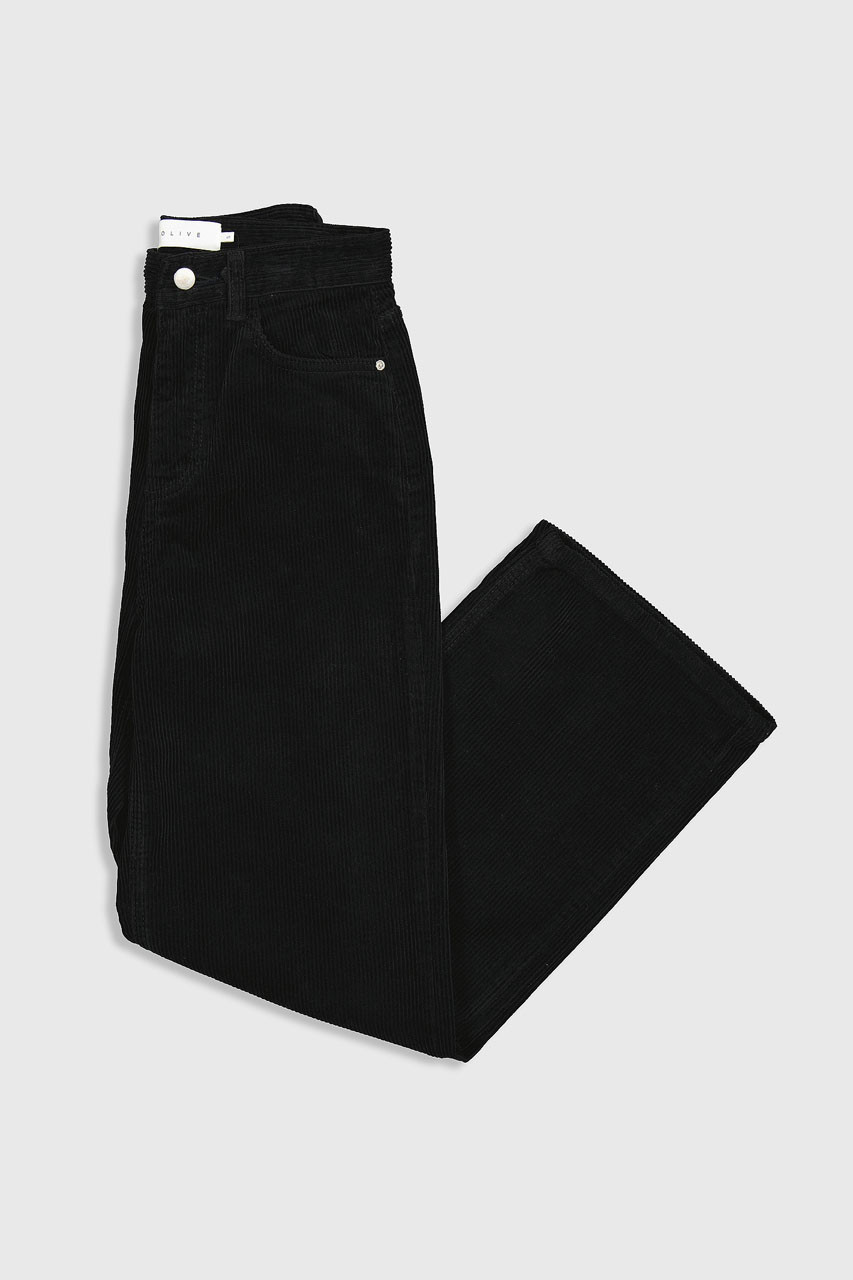 Tomo Colour Cord Pants, Black