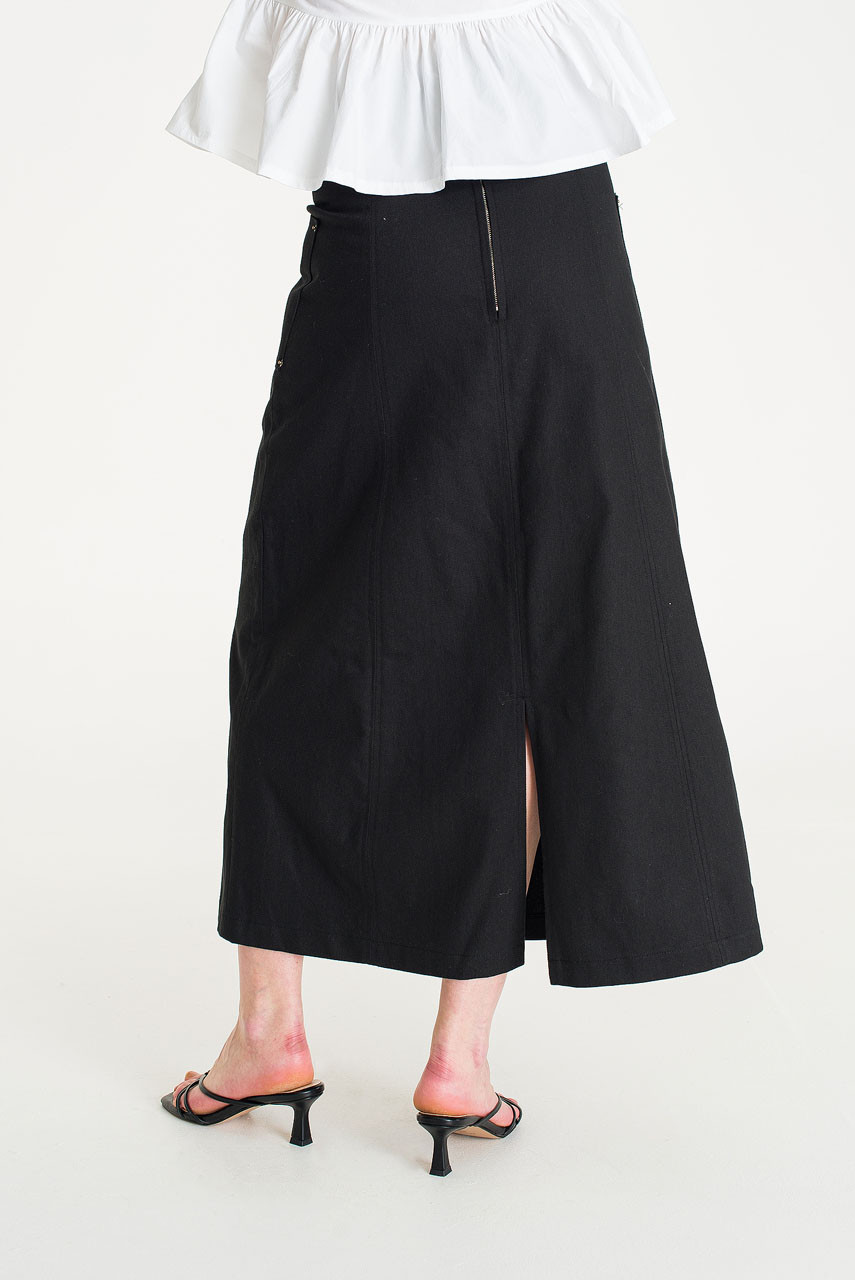 Kiko Cotton Long Skirt, Black