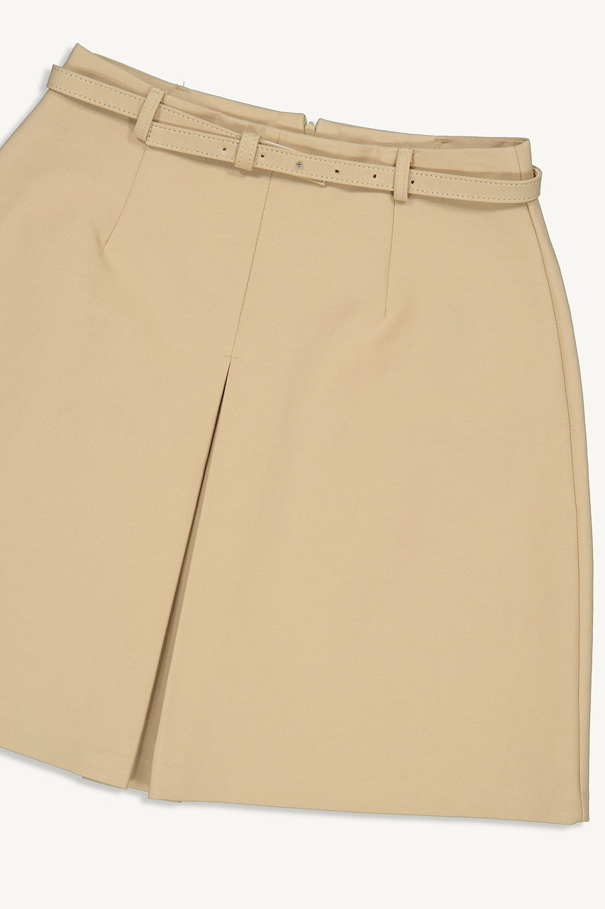 Hana Belted Mini Skirt, Beige