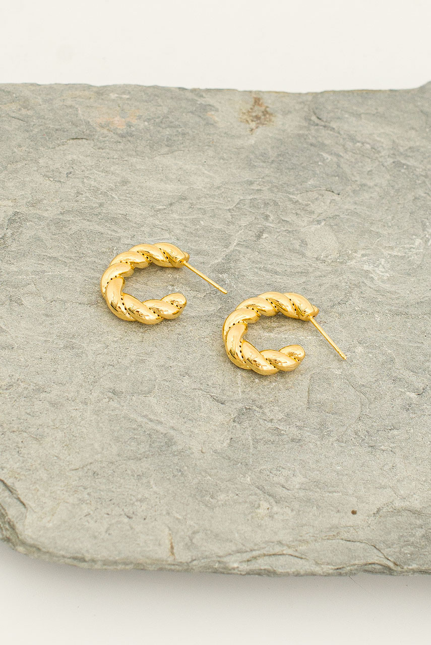 Olivia Twine Earrings, 14K Gold Plated