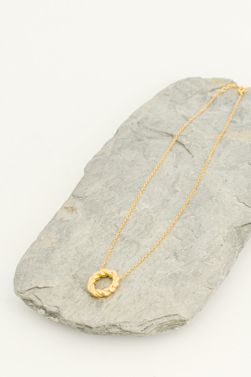 Olivia Twine Loop Necklace, 14K Gold Plated