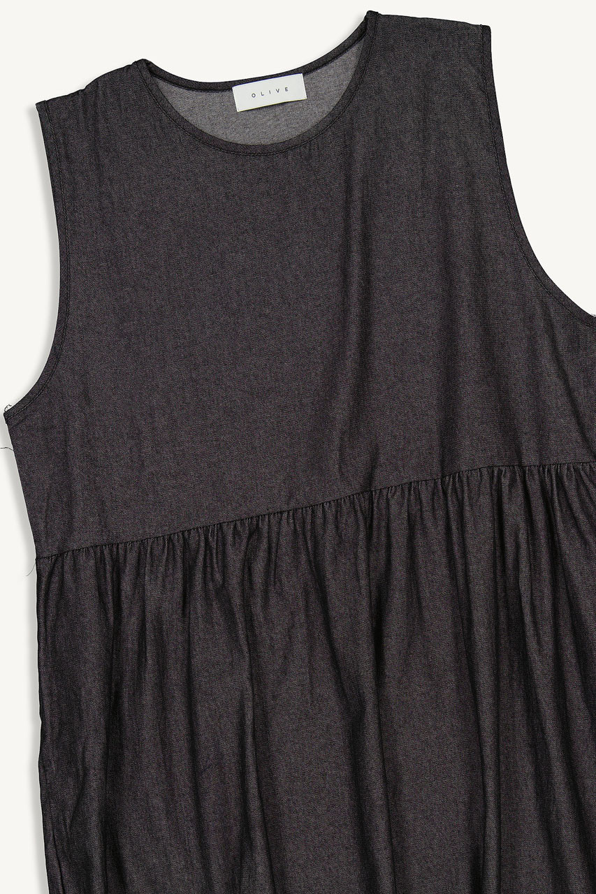 Elsa Denim Pinafore Dress, Black