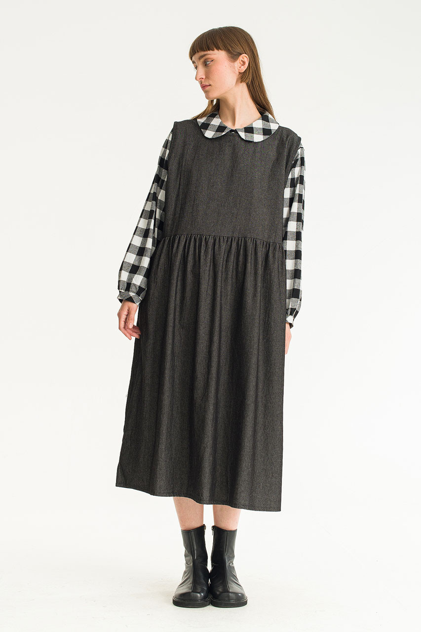 Elsa Denim Pinafore Dress, Black