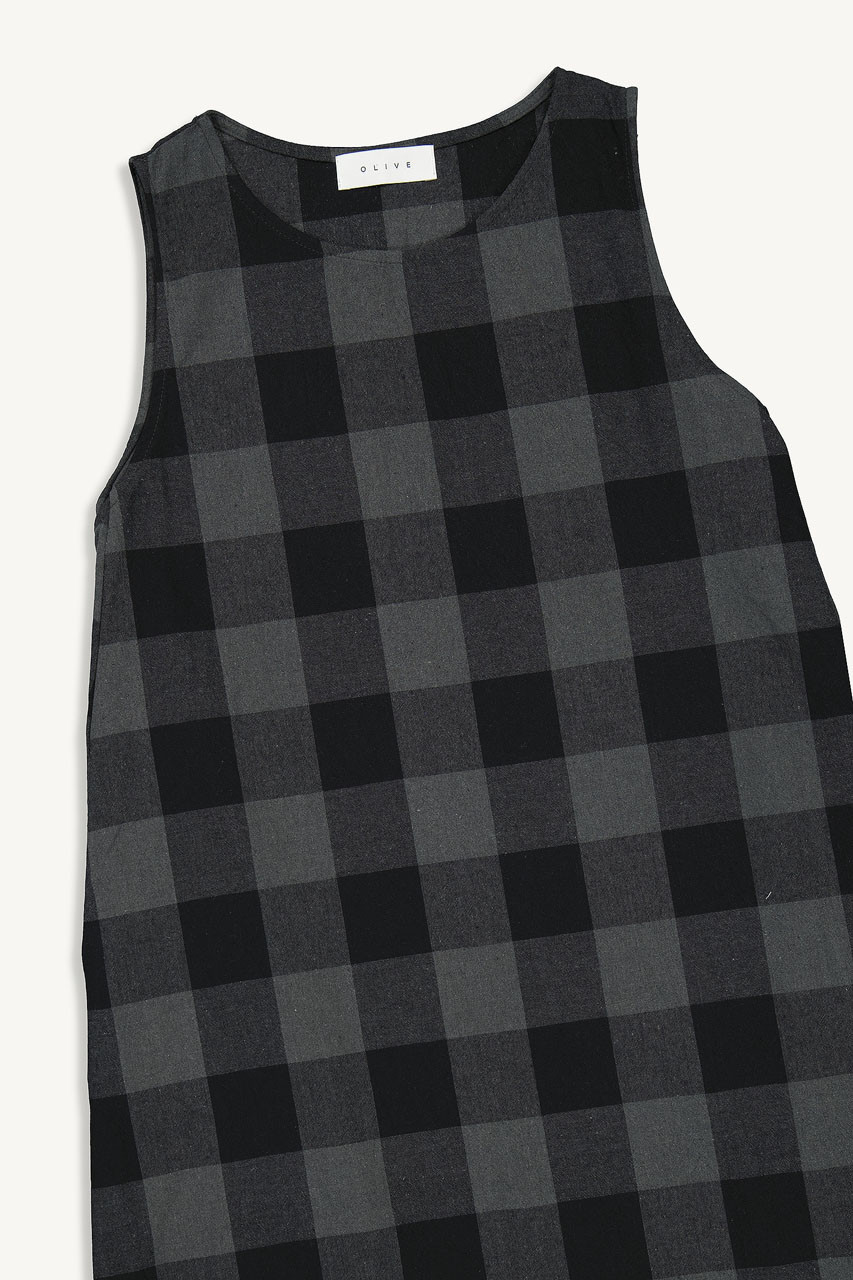 Fiona Check Pinafore Dress, Charcoal