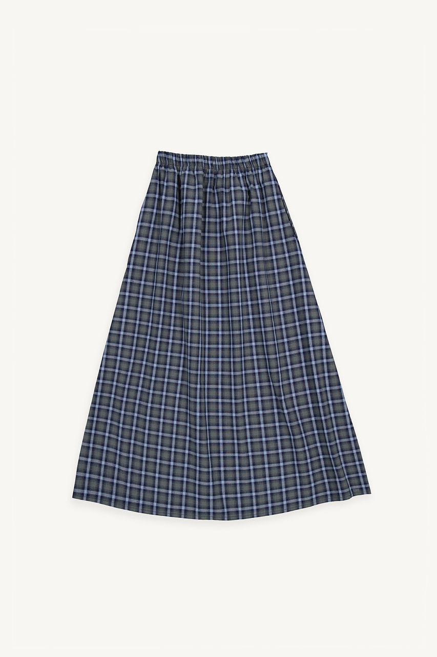 Rosi Banded Check Skirt, Navy