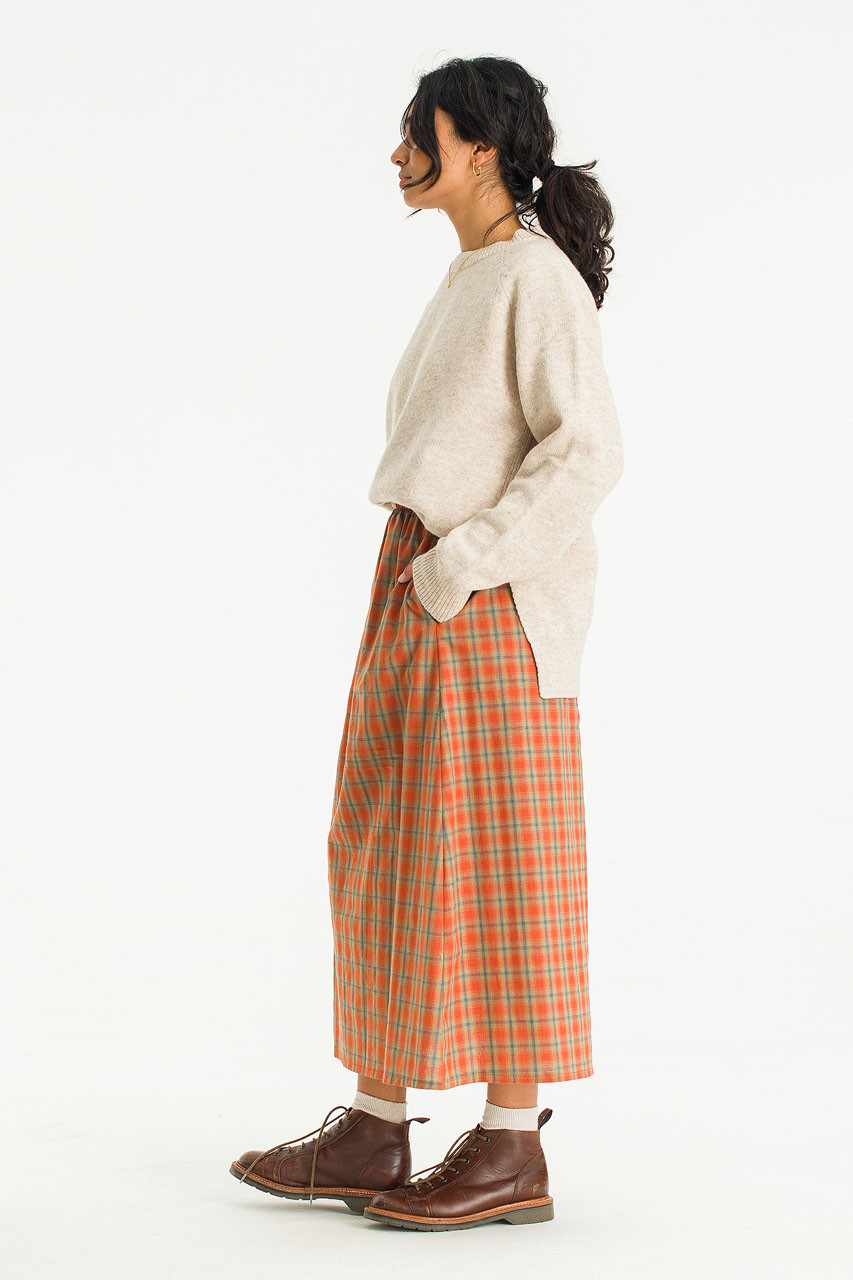 Rosi Banded Check Skirt, Orange