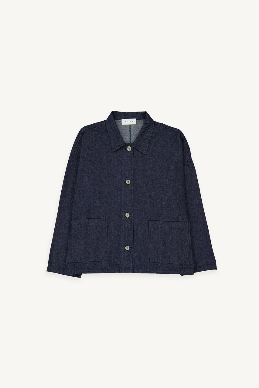 Tomo Boyfit Denim Jacket, Mid Blue