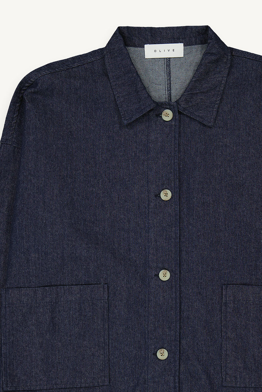 Tomo Boyfit Denim Jacket, Mid Blue