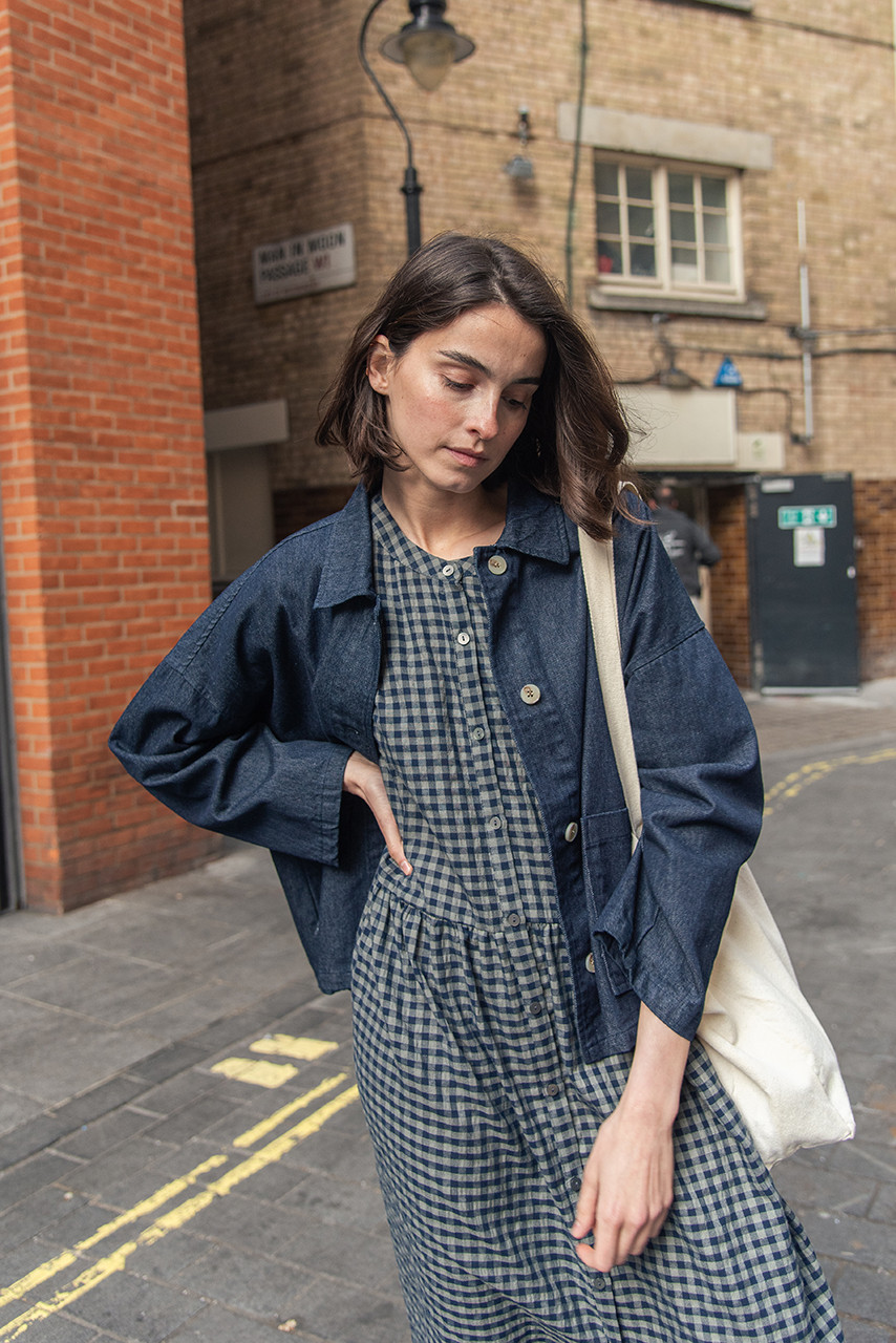 Tomo Boyfit Denim Jacket, Mid Blue