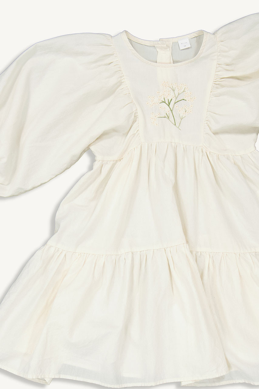 Mini Olive | Flower Embroidered Dress, Ivory