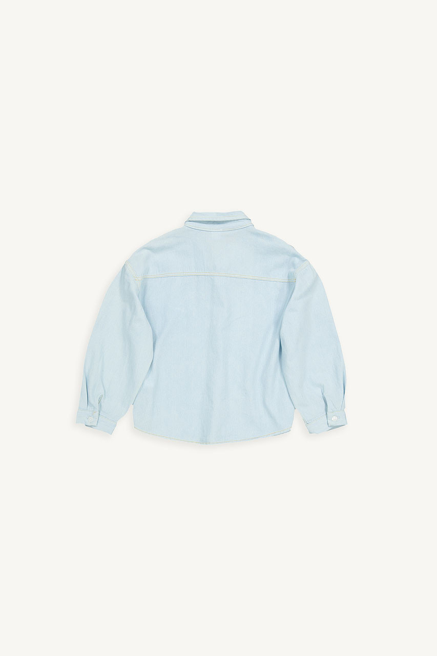 Mini Olive | Cotton Denim Shirt, Blue