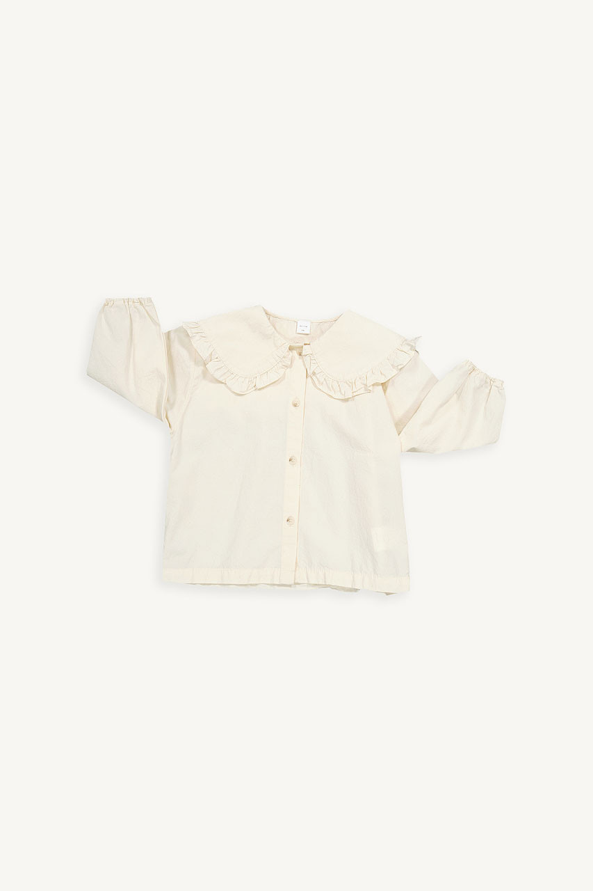 Mini Olive | Large Frill Collar Blouse, Ivory