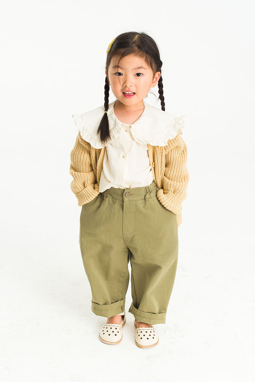 Mini Olive | Large Frill Collar Blouse, Ivory