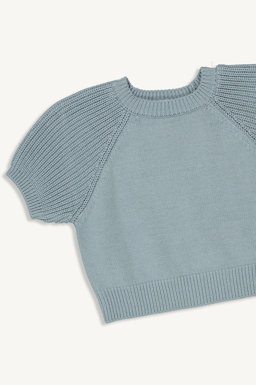 Mini Olive | Puff Sleeve Jumper, Blue