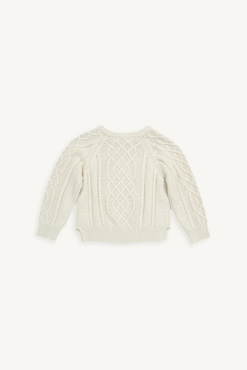 Mini Olive | Cotton Cable Jumper, Ivory