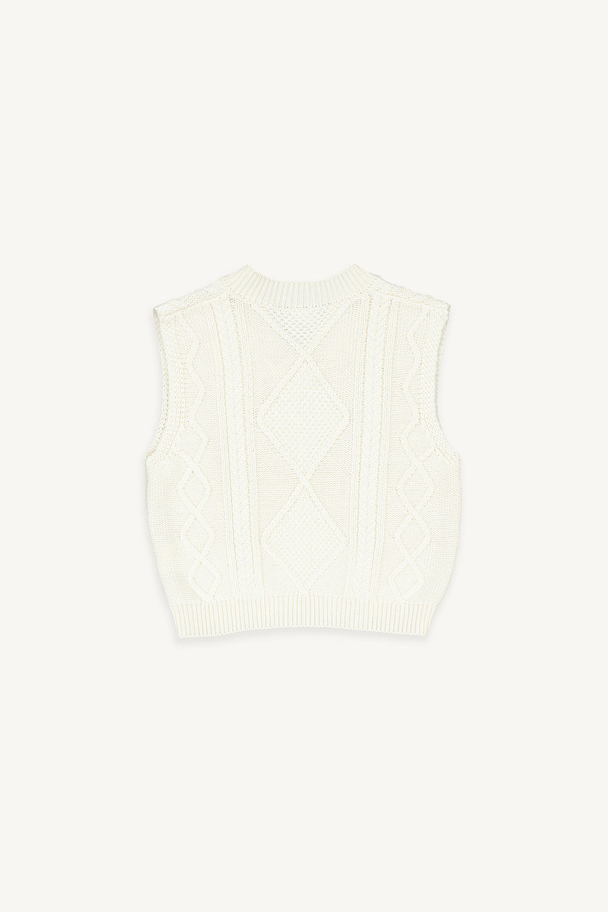 Mini Olive | Cable Vest, Ivory