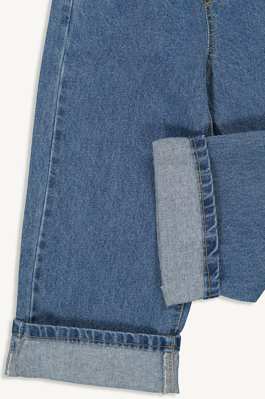 Mini Olive | Wide Denim Jean, Mid Blue