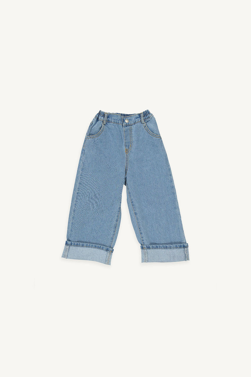 Mini Olive | Wide Denim Jean, Light Blue