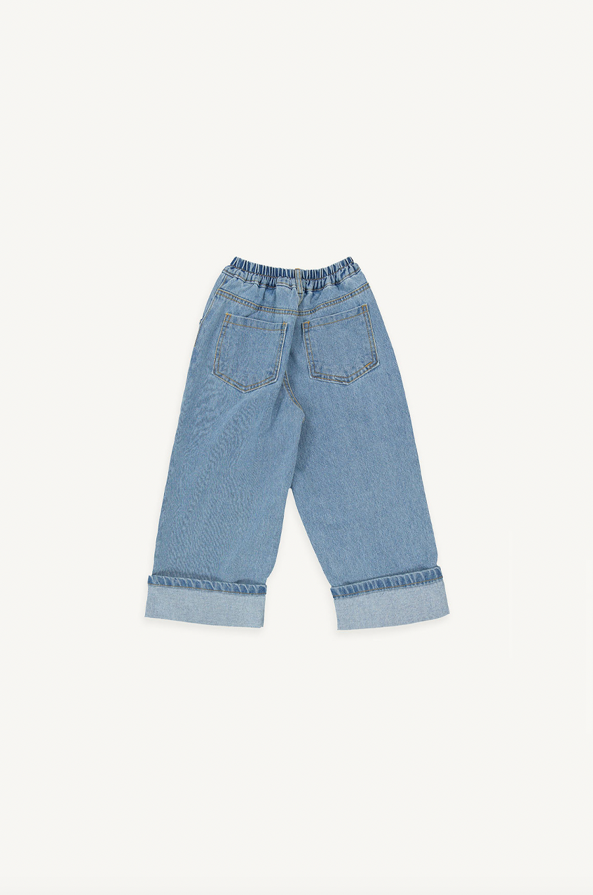 Mini Olive | Wide Denim Jean, Light Blue
