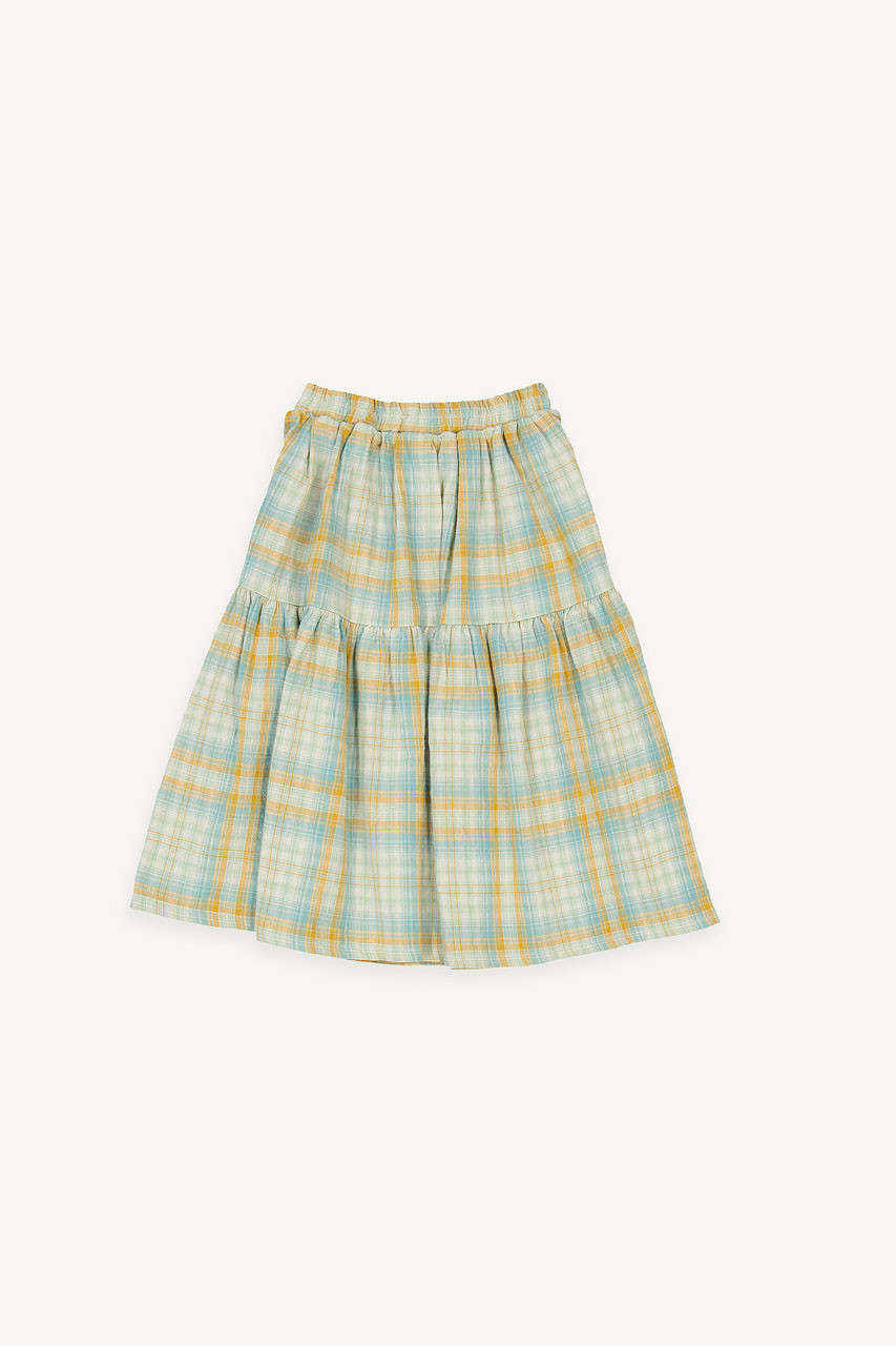 Mini Olive | Maxi Check Skirt, Light Blue