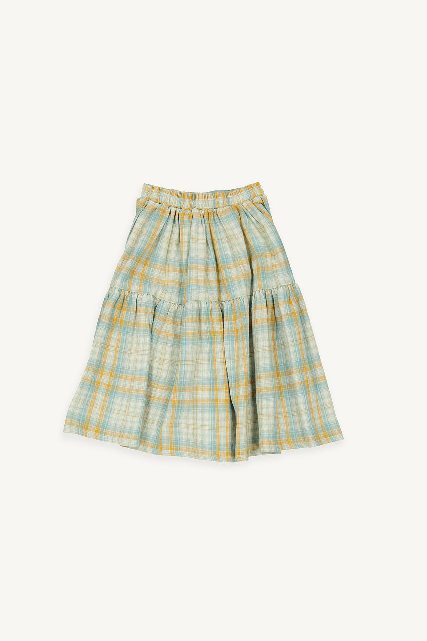 Mini Olive | Maxi Check Skirt, Light Blue