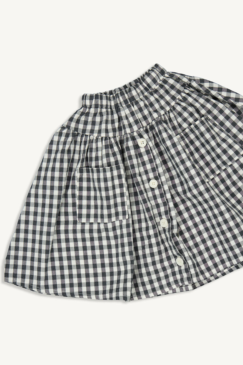 Mini Olive | Gingham Check Skirt, Black