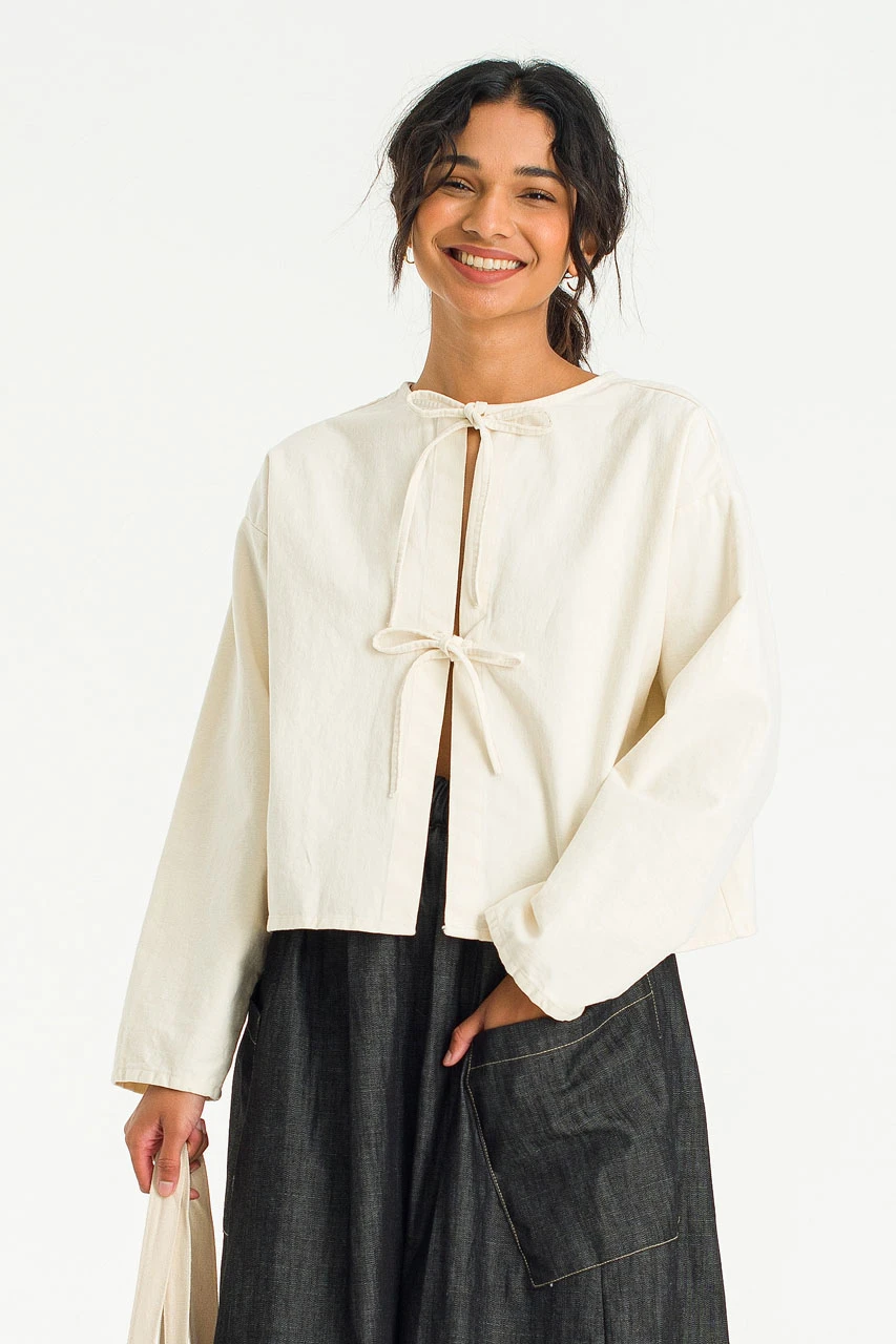 Two Way Ribbon Blouse, Ivory