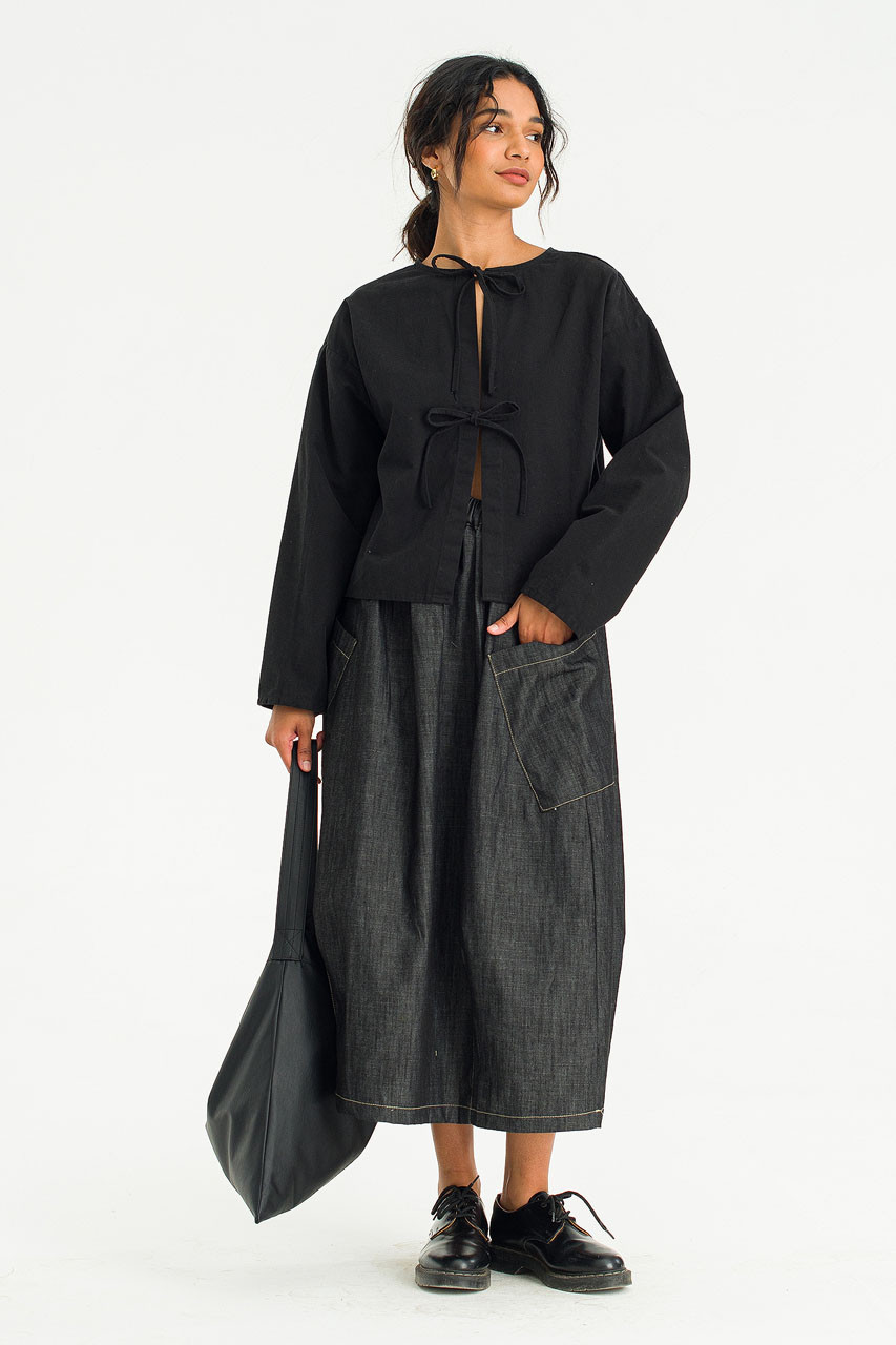 Two Way Ribbon Blouse, Black