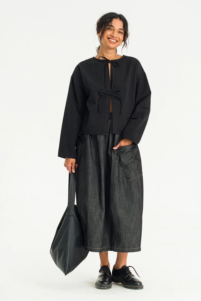 Two Way Ribbon Blouse, Black