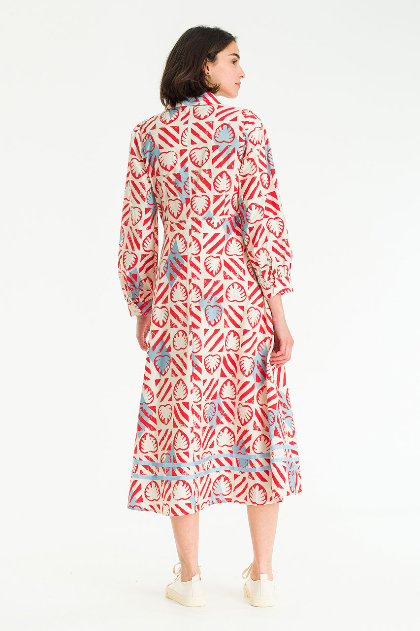 Monstera print dress, Rose