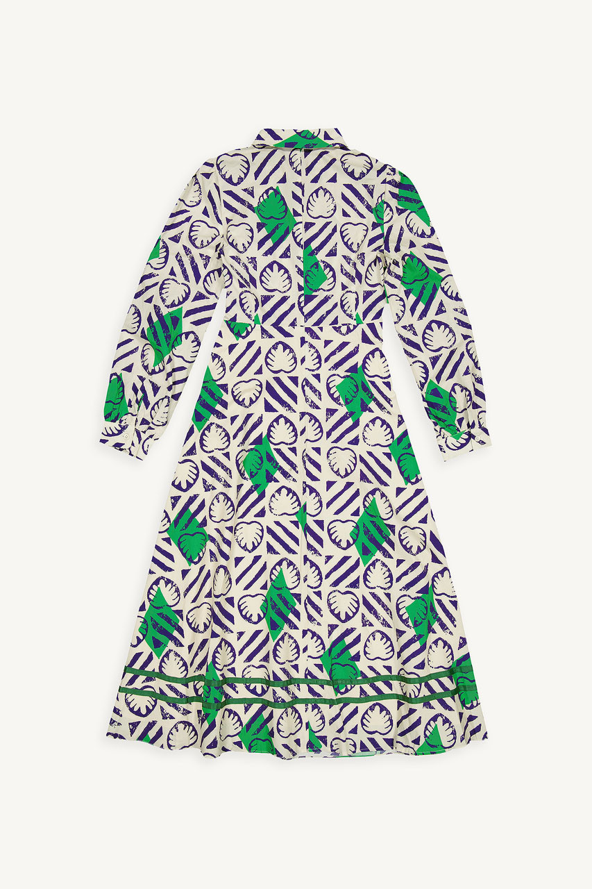 Monstera print dress, Cobalt