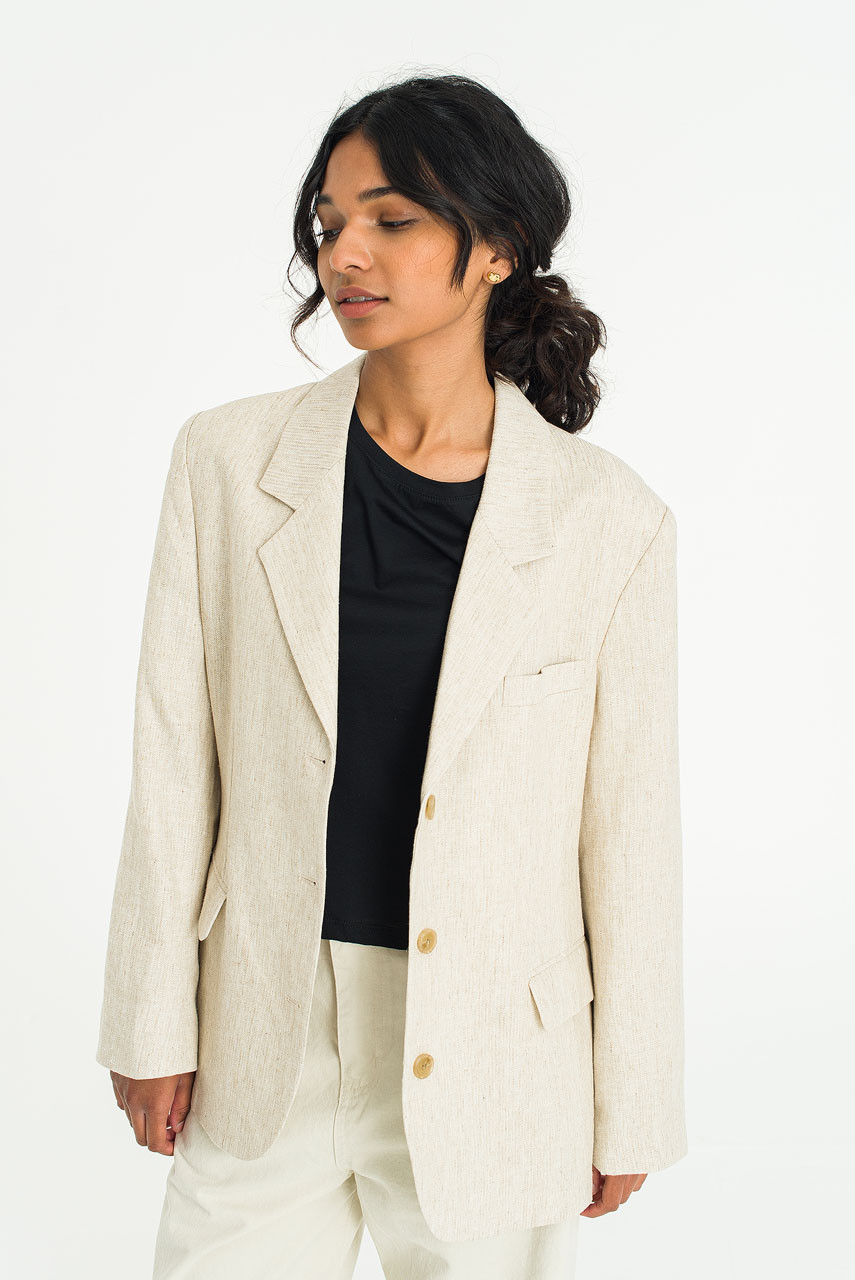 Noa Linen Jacket, Beige