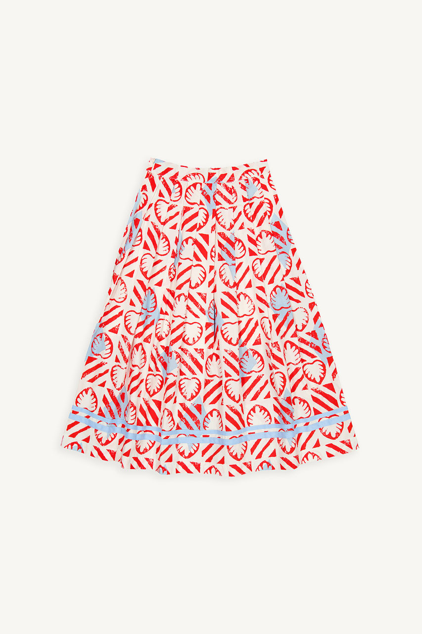 Monstera print skirt, Rose