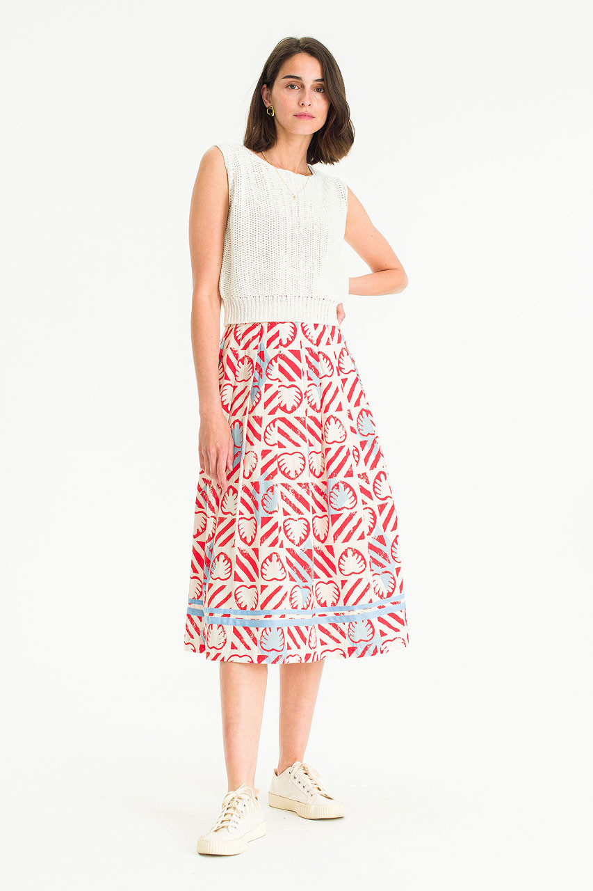 Monstera Print Skirt, Rose