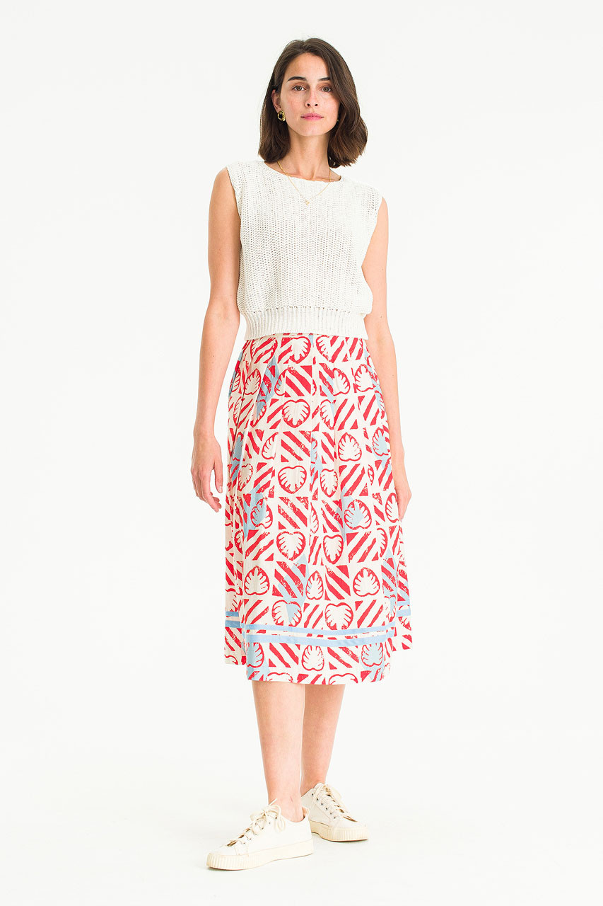 Monstera Print Skirt, Rose