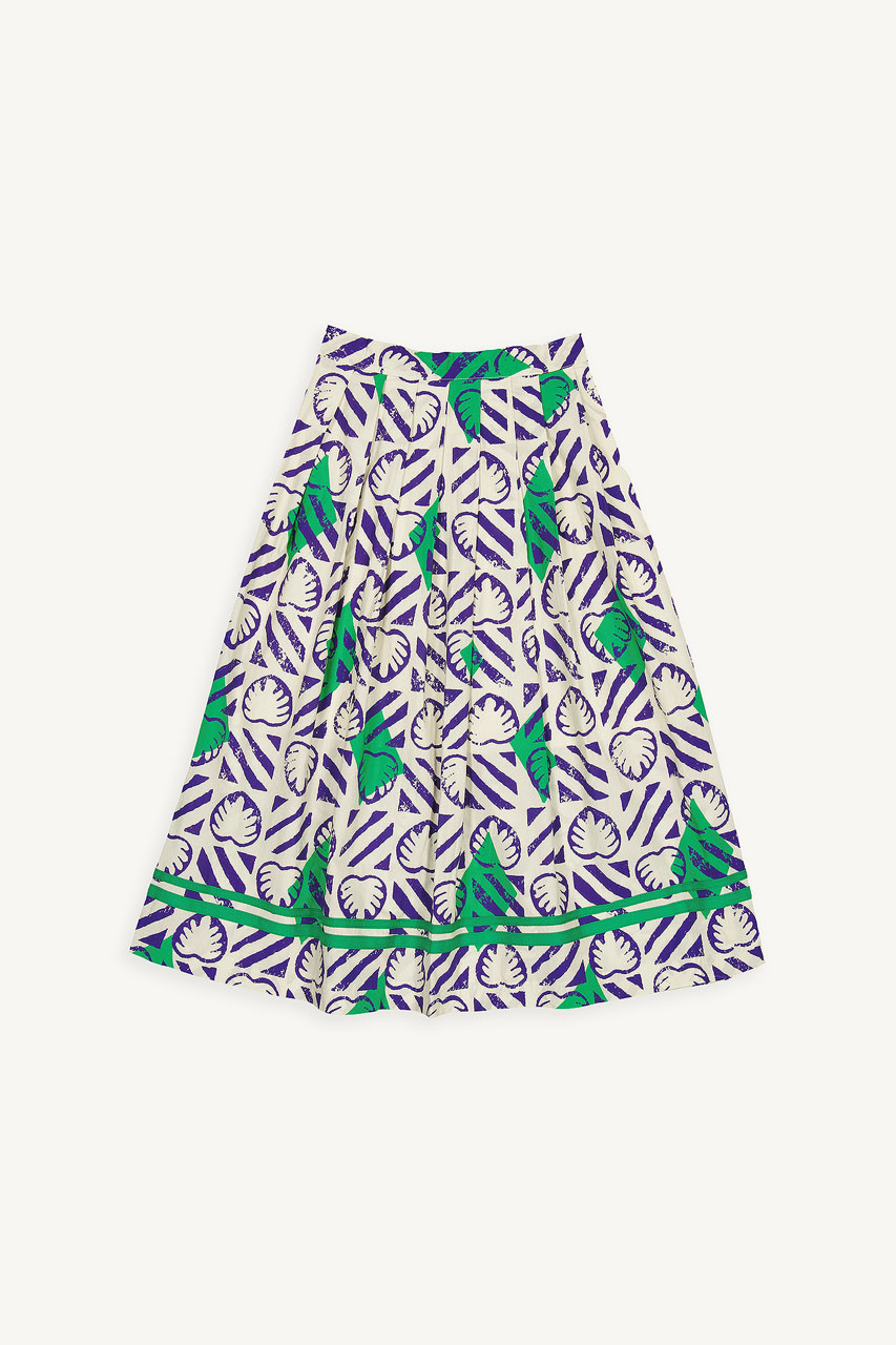 Monstera print skirt, Cobalt