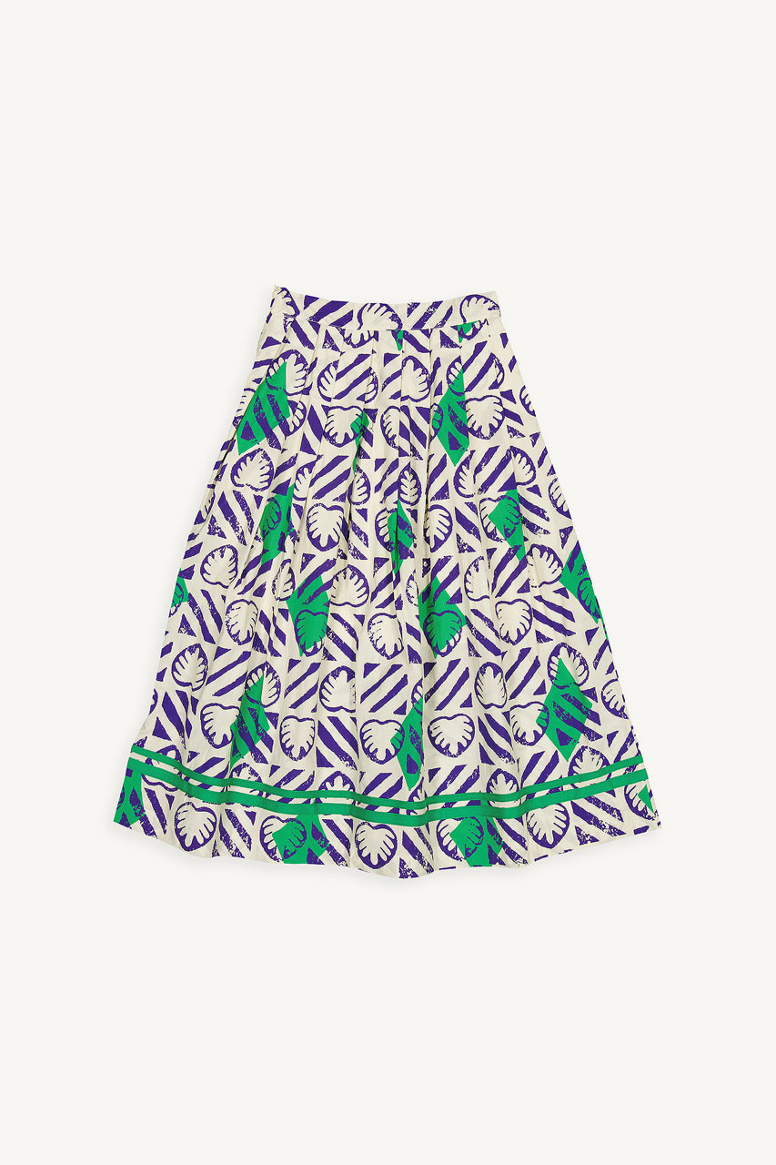 Monstera print skirt, Cobalt