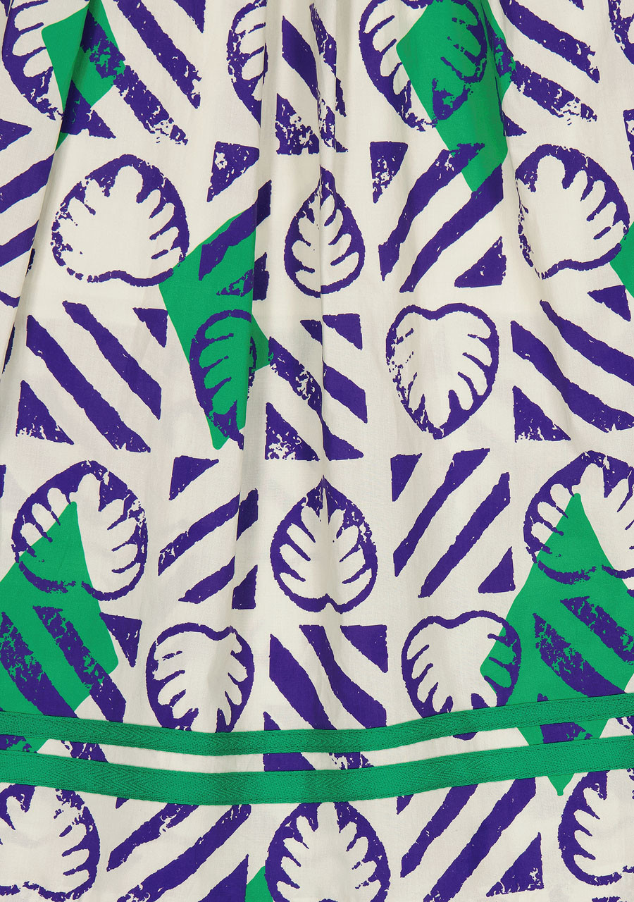 Monstera print skirt, Cobalt