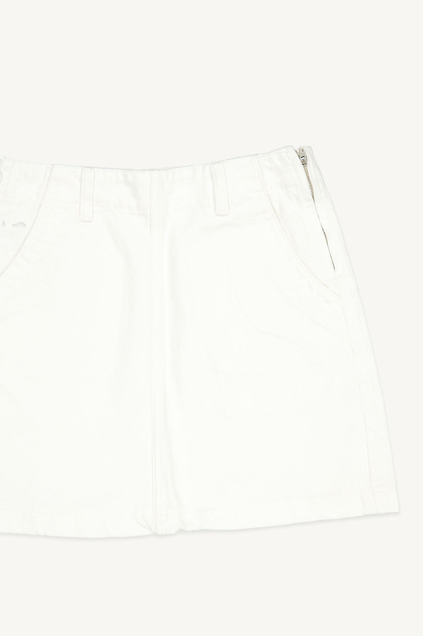 Classic White Denim Skirt, White