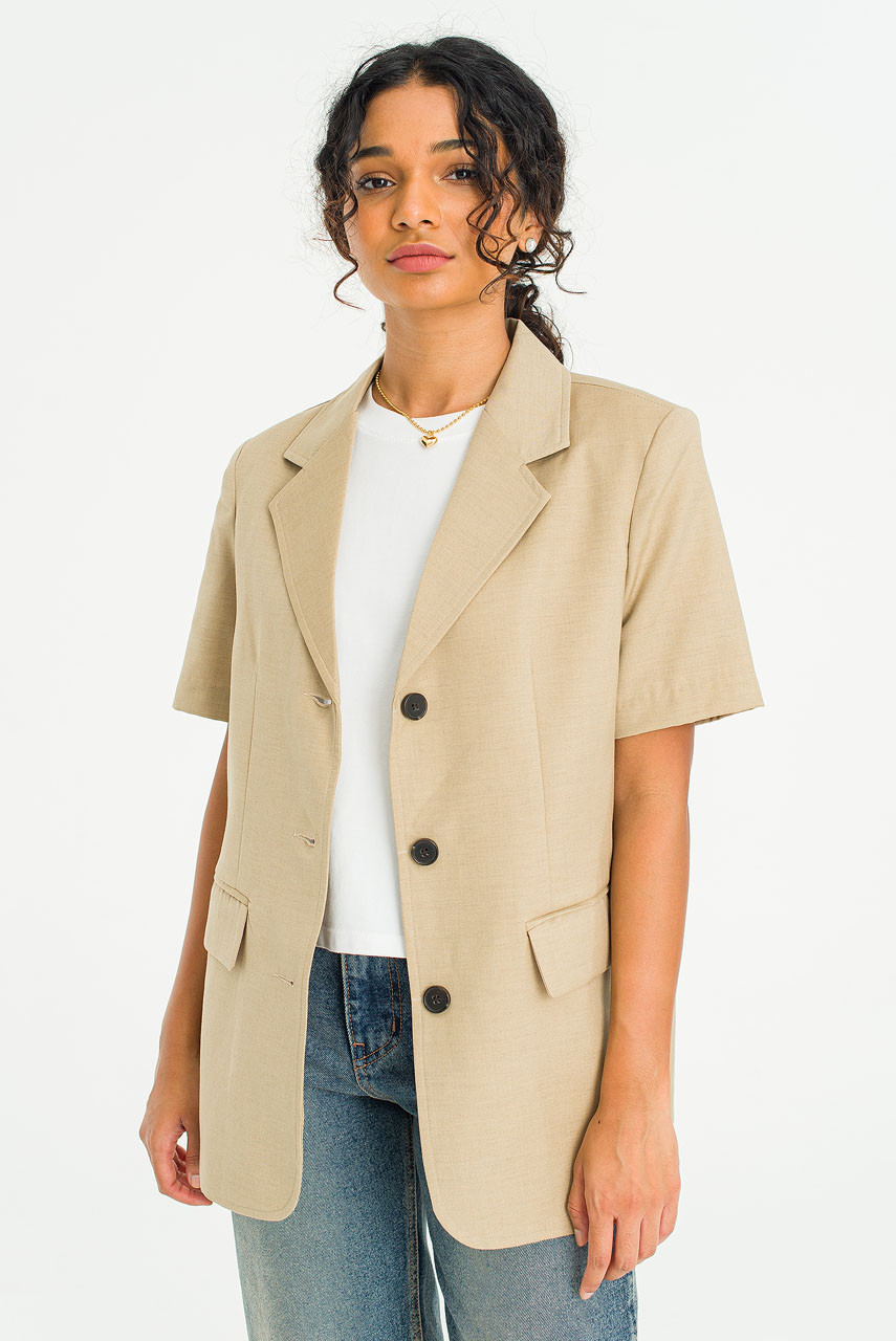 Muse Short Sleeve Jacket, Beige