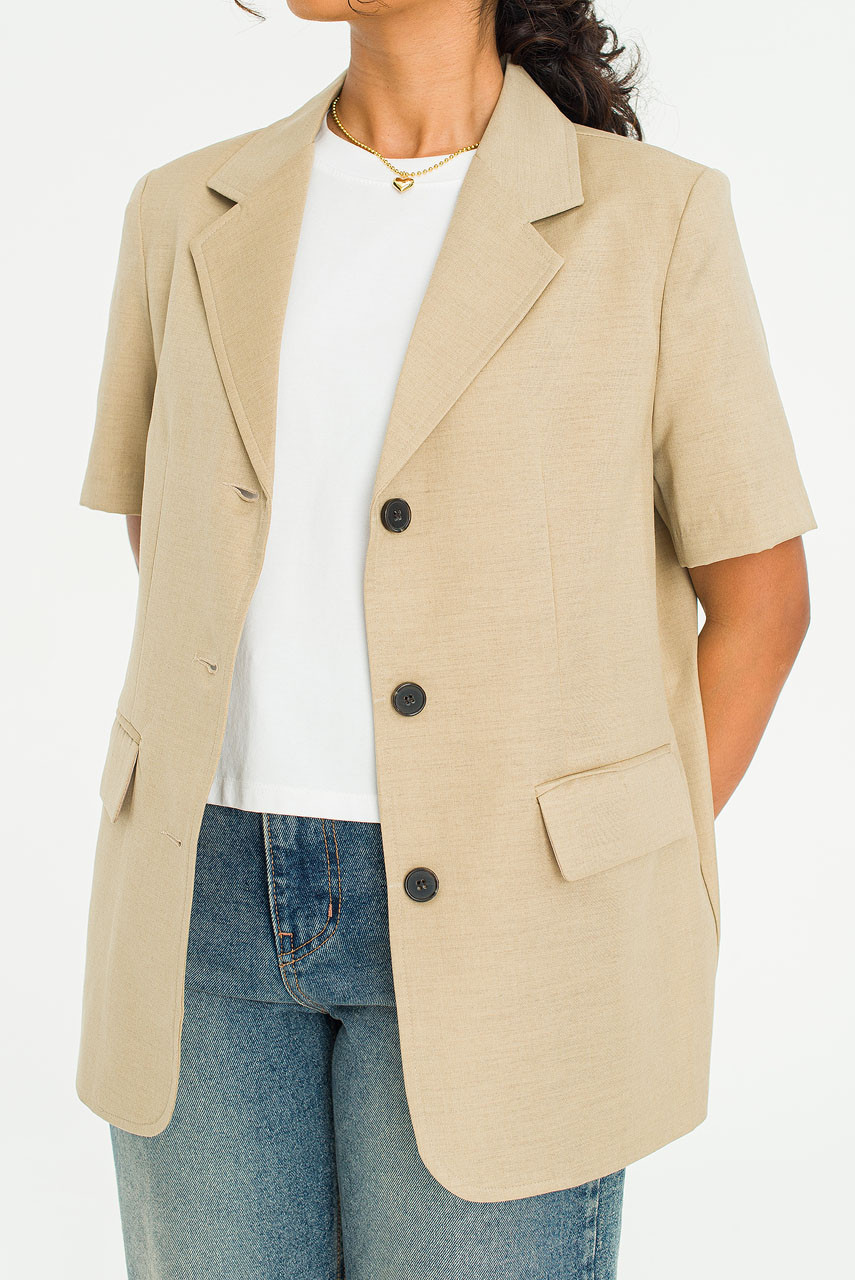 Muse Short Sleeve Jacket, Beige