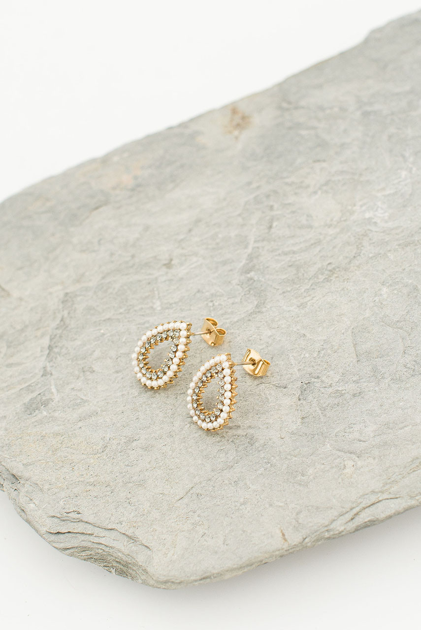 Hathor Tear Shape Earrings, Gold Plated