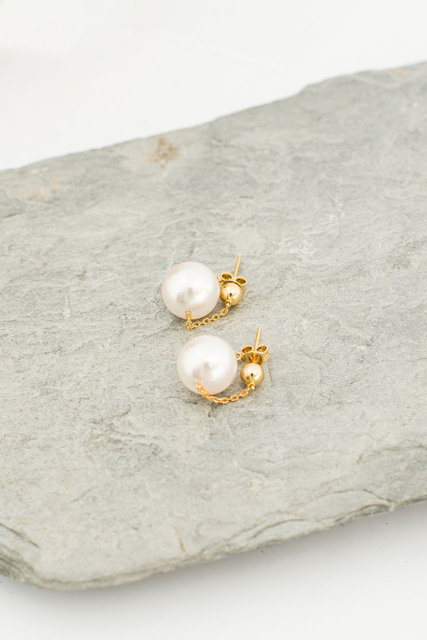 Freya Pearl Swing Earrings, 14K Gold Plated