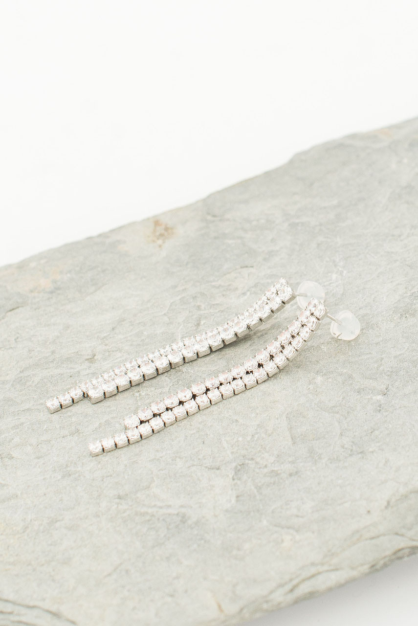 Crystal Line Drop Earrings, Sterling Silver