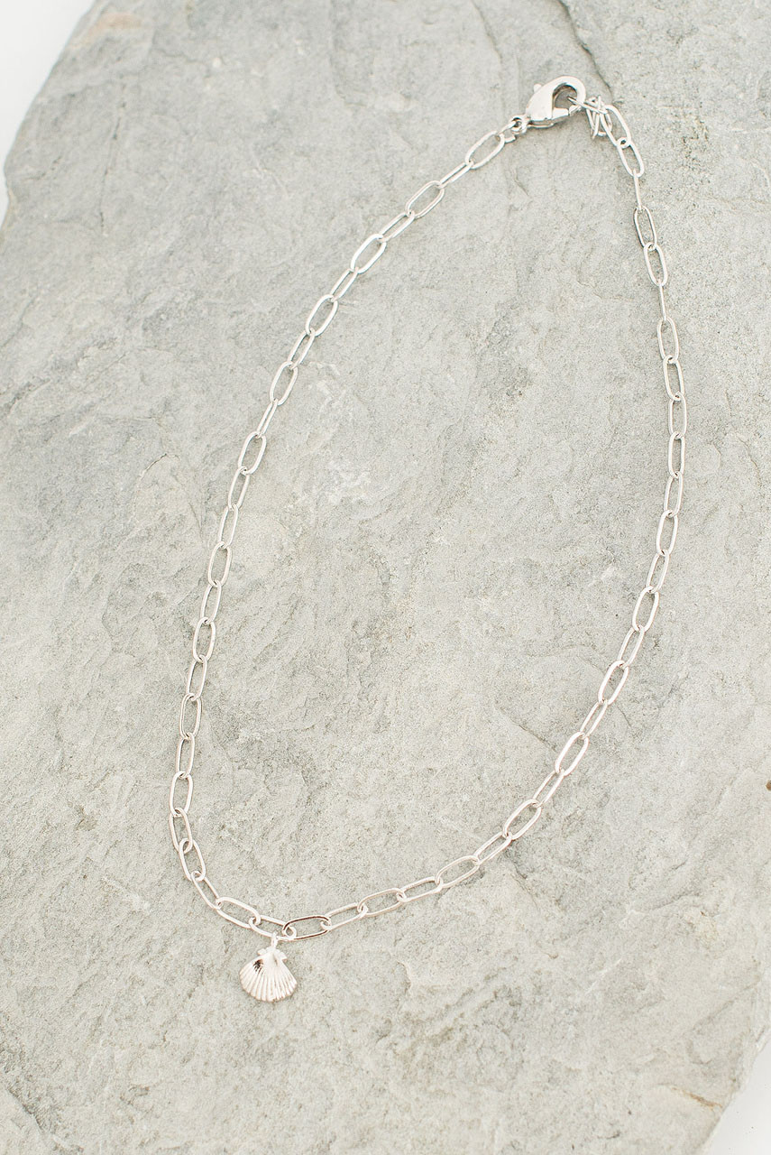 Ariel Shell Drop Anklet, Silver Plated