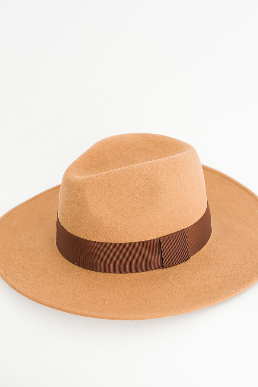 Aki Felt Fedora, Dark Beige