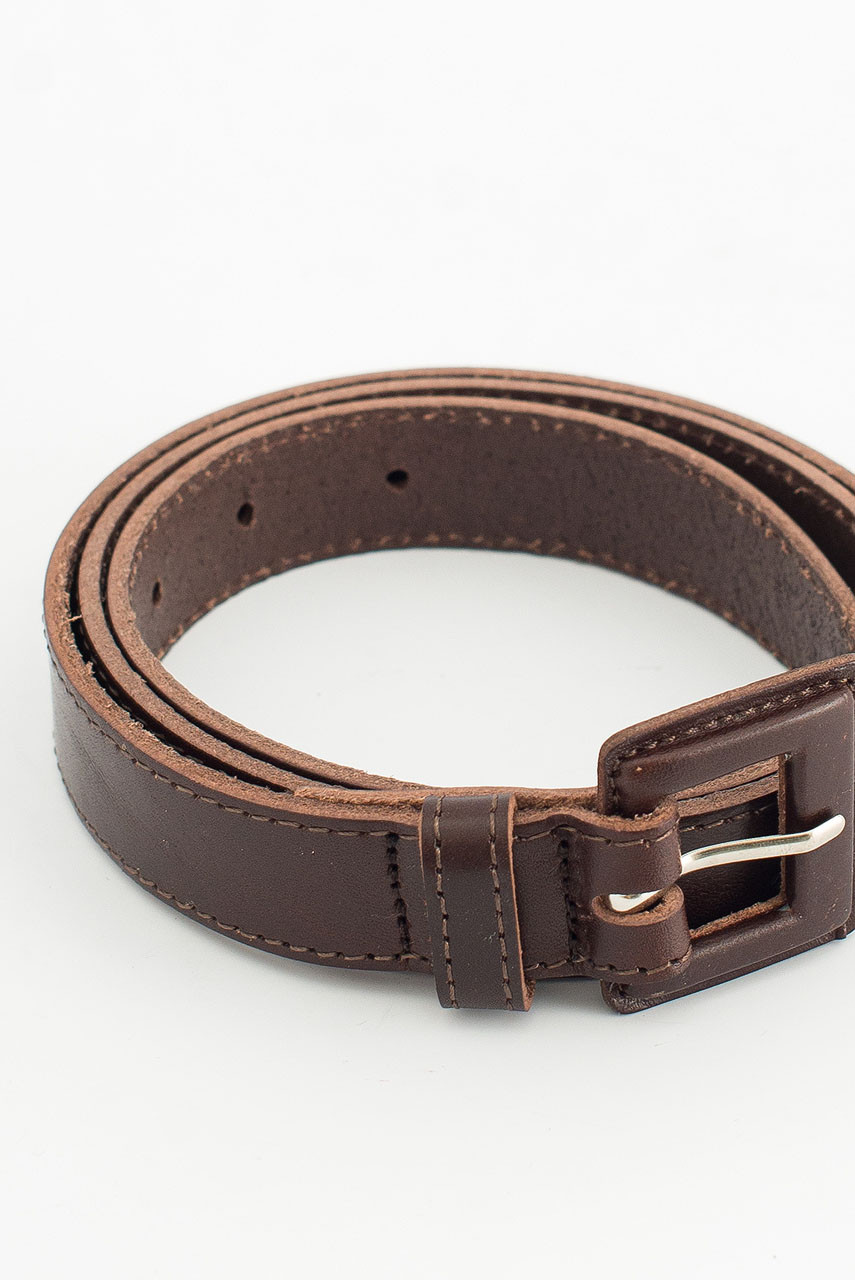 Stitch Square Buckle Point Belt, Brown